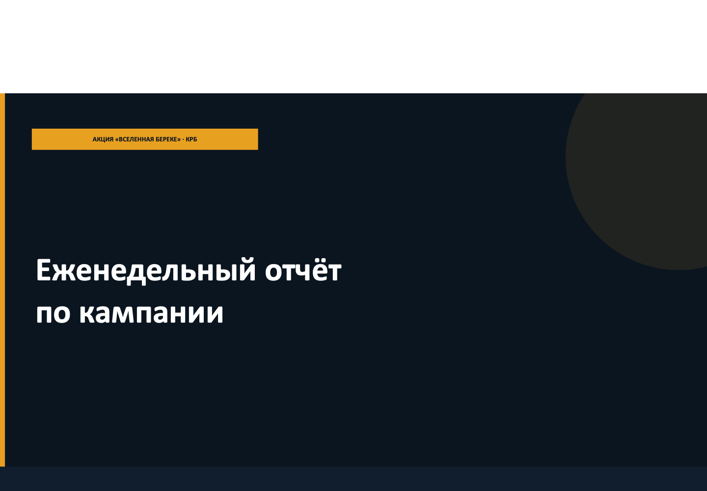 Титульная страница еженедельного отчета по кампании